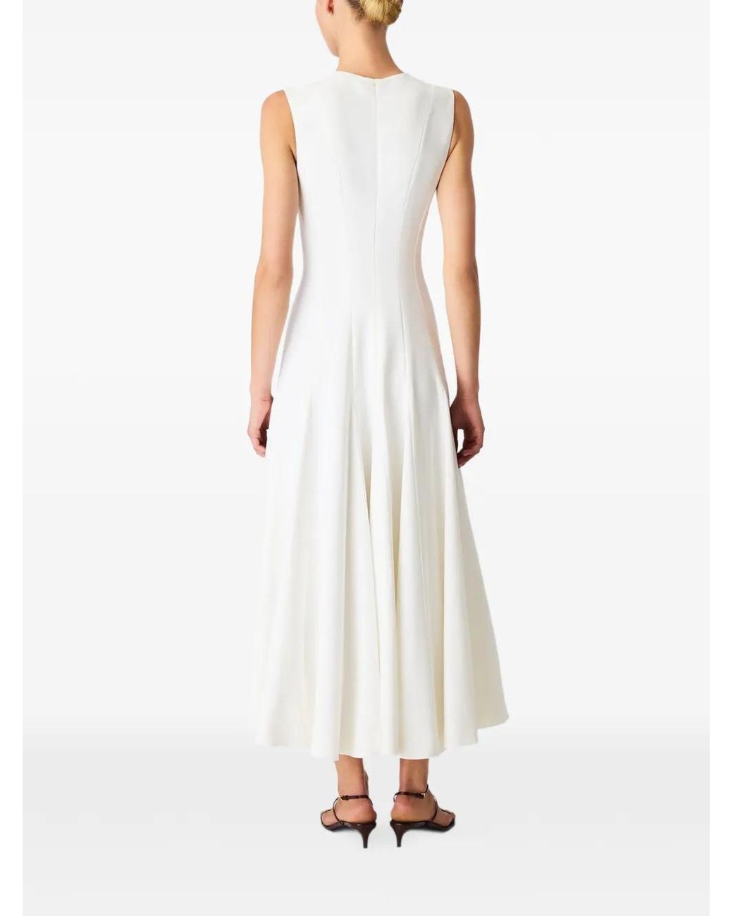Another Tomorrow White Panelled Flare Midi Dress