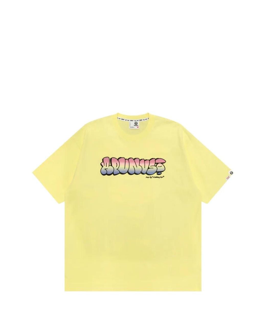 Aape By A Bathing Ape Yellow Aapeunvs Logo-Print Graffiti-Effect T-Shirt for men