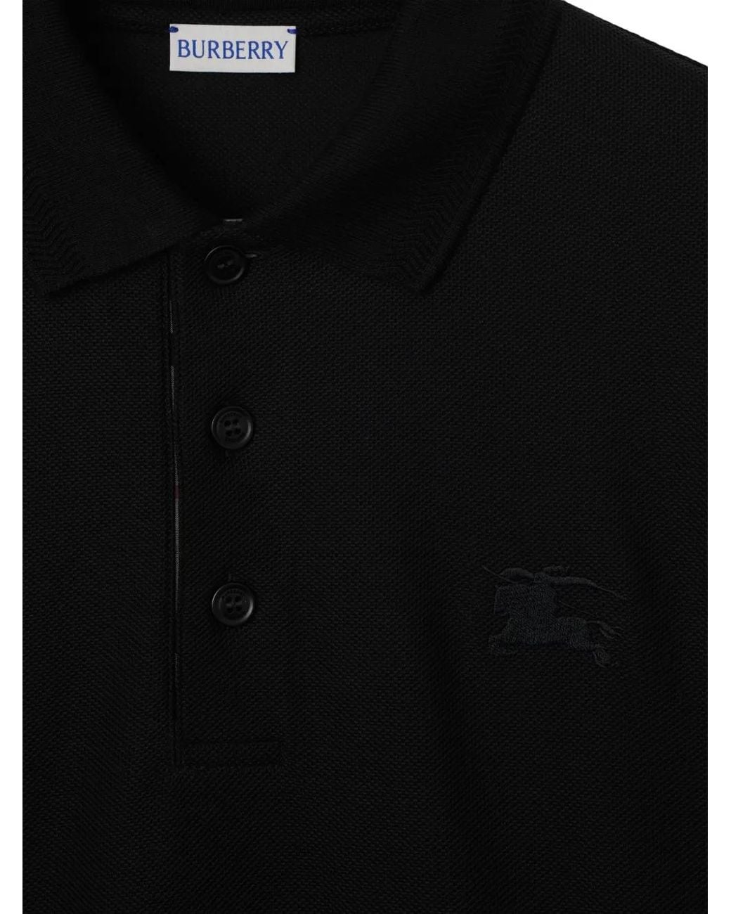 Burberry Black Long-Sleeve Cotton Polo Shirt for men