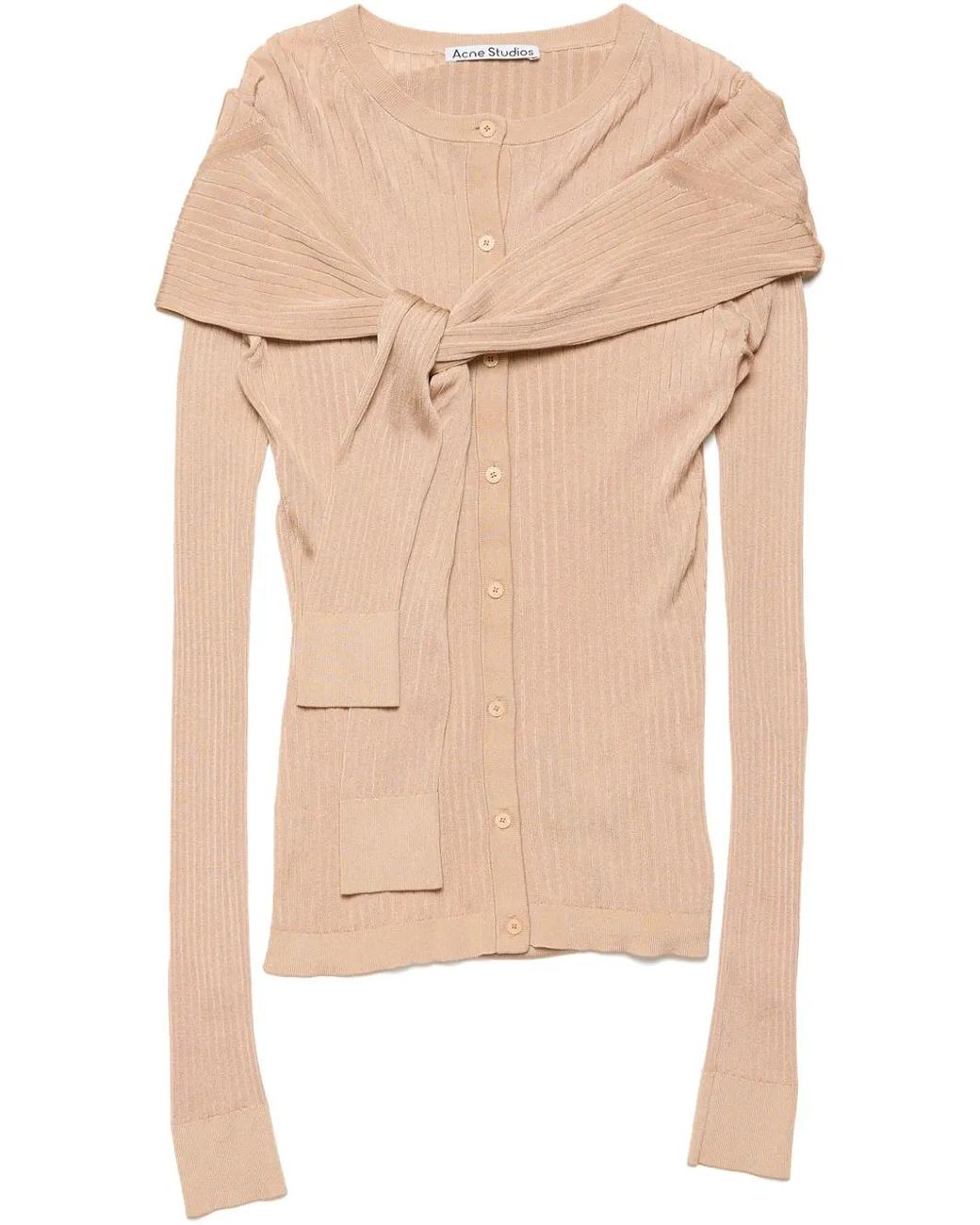 Acne Natural Ribbed-Knit Cardigan