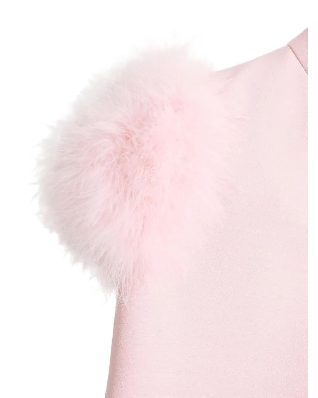 Valentino Garavani Pink Short Crepe Couture Dress With Feathers
