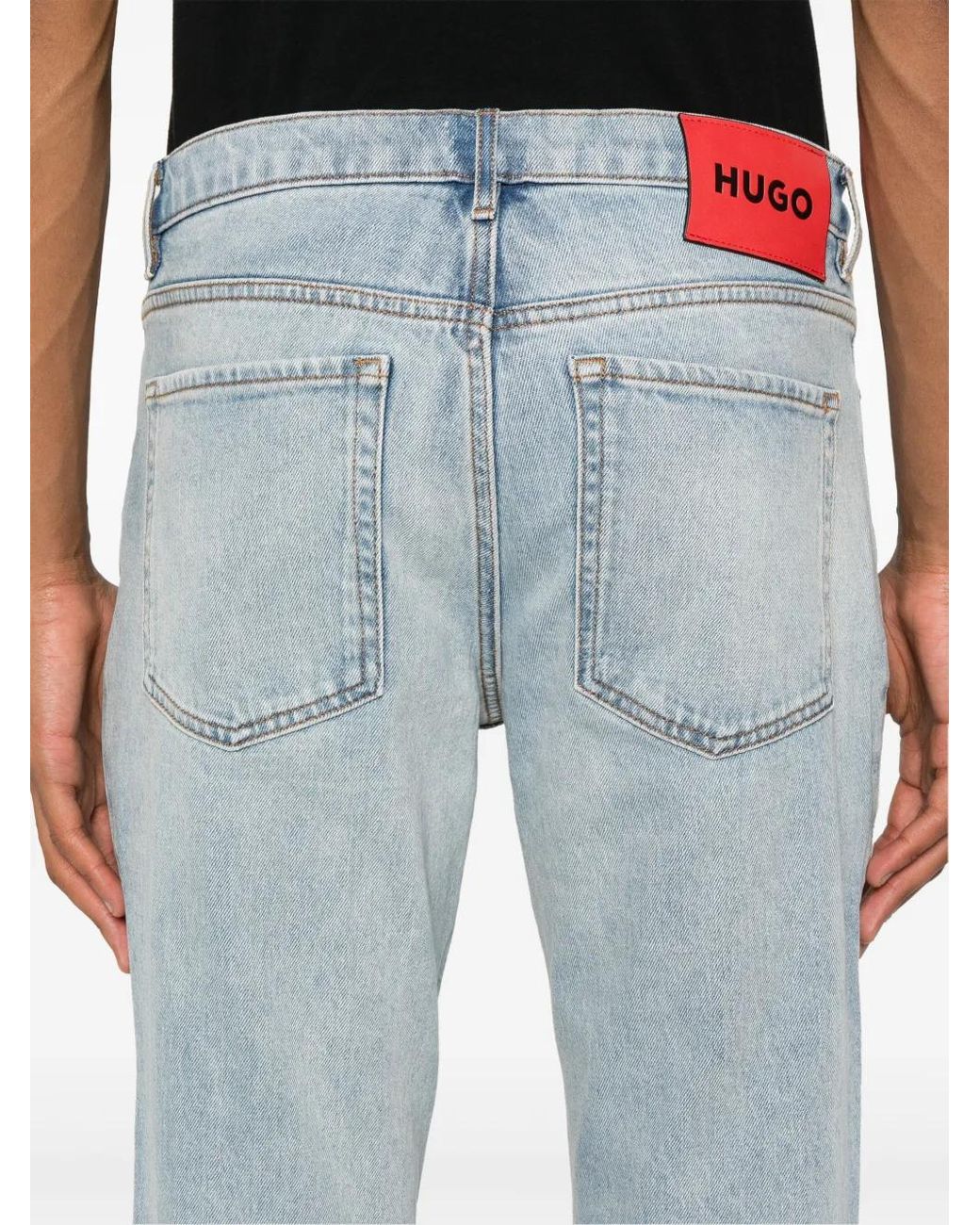 HUGO Blue Slim-Leg Cotton-Blend Jeans for men