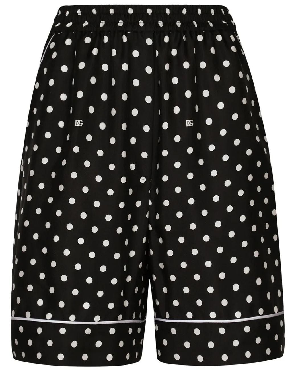 Dolce & Gabbana Black Polka-Dot Silk Twill Shorts