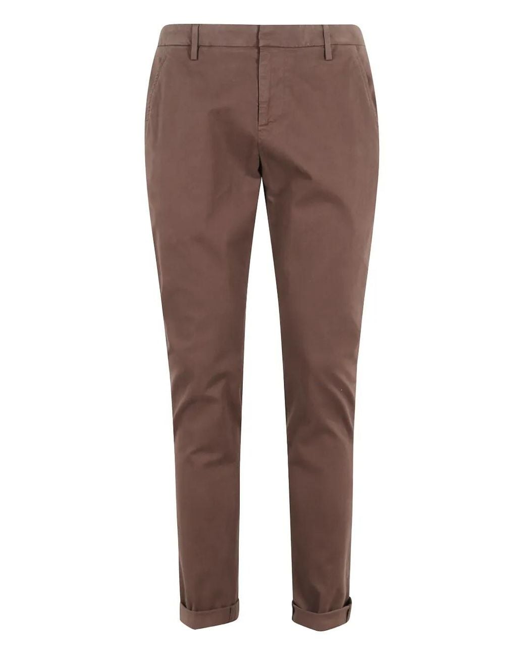 Dondup Brown Cuffed-Hem Chinos for men