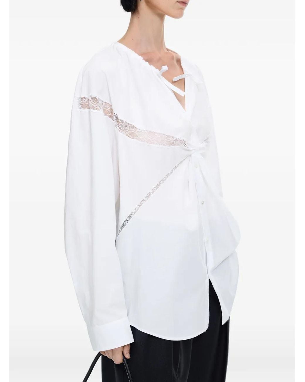 JNBY White Lace-Draped Blouse