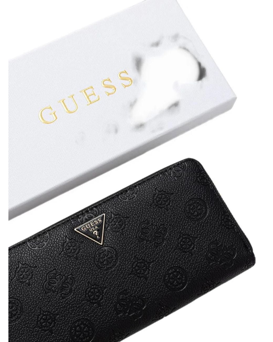 Guess Black 4G Monogram-Embossed Zip-Around Wallet