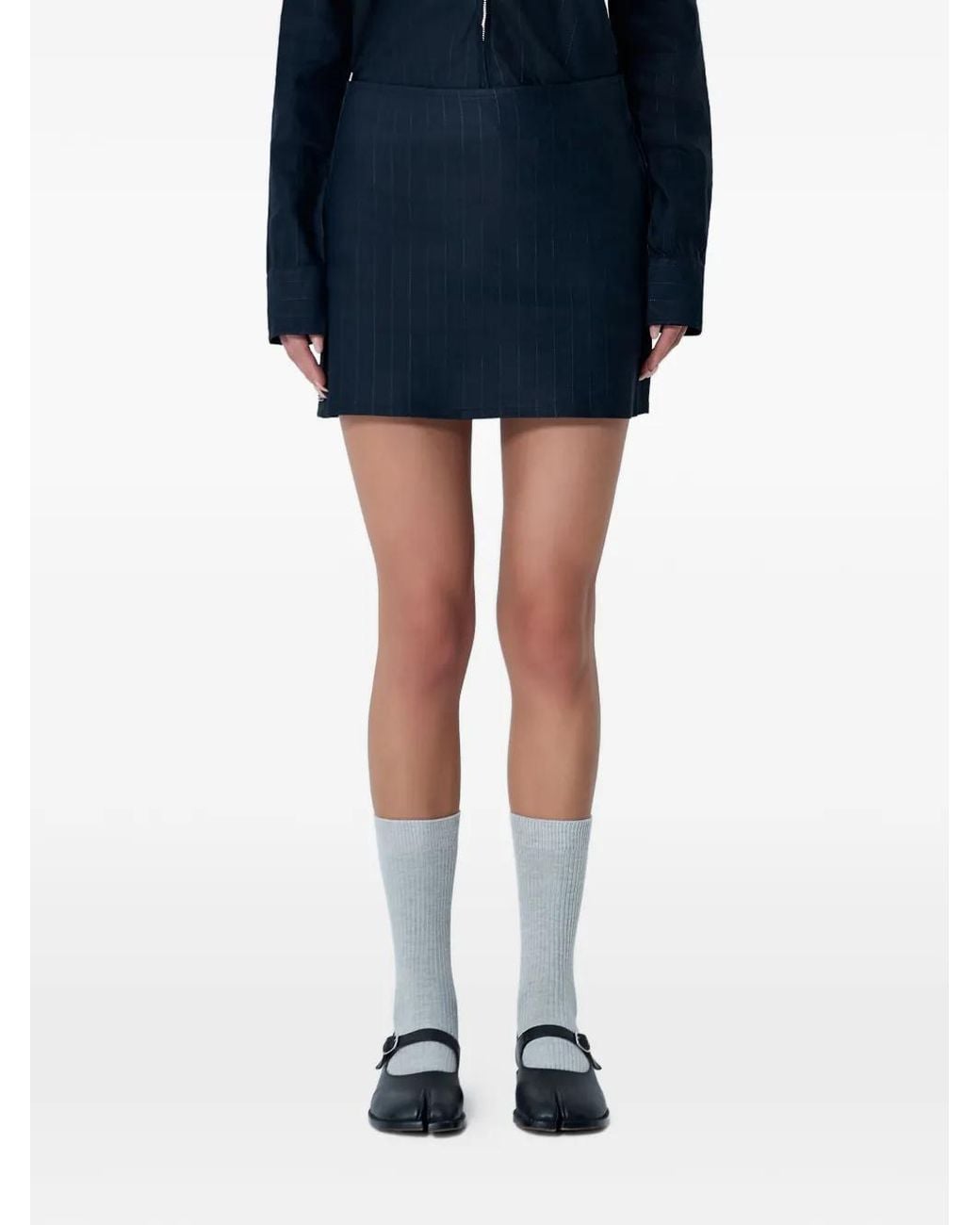 Our Legacy Blue Pinstripe Mini Skirt