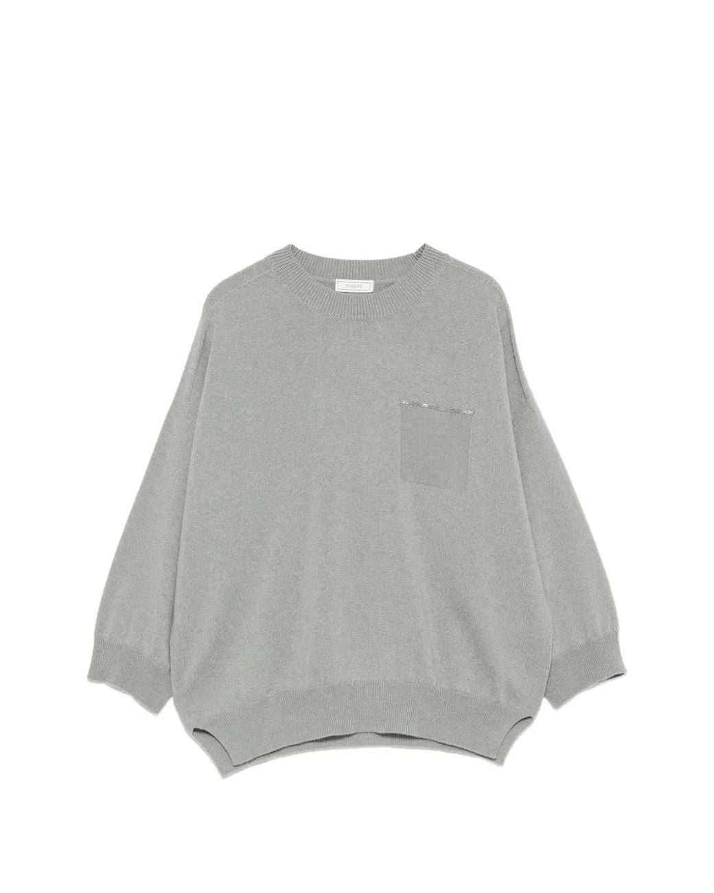 Peserico Gray Chest-Pocket Sweater