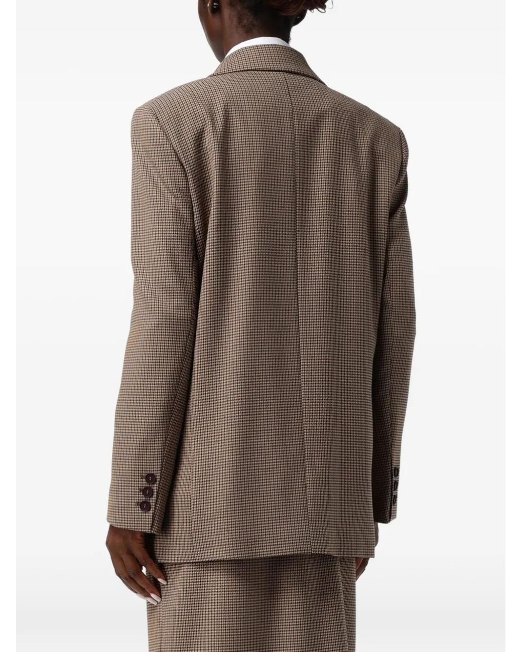 Mar De Margaritas Natural Houndstooth-Pattern Single-Breasted Blazer