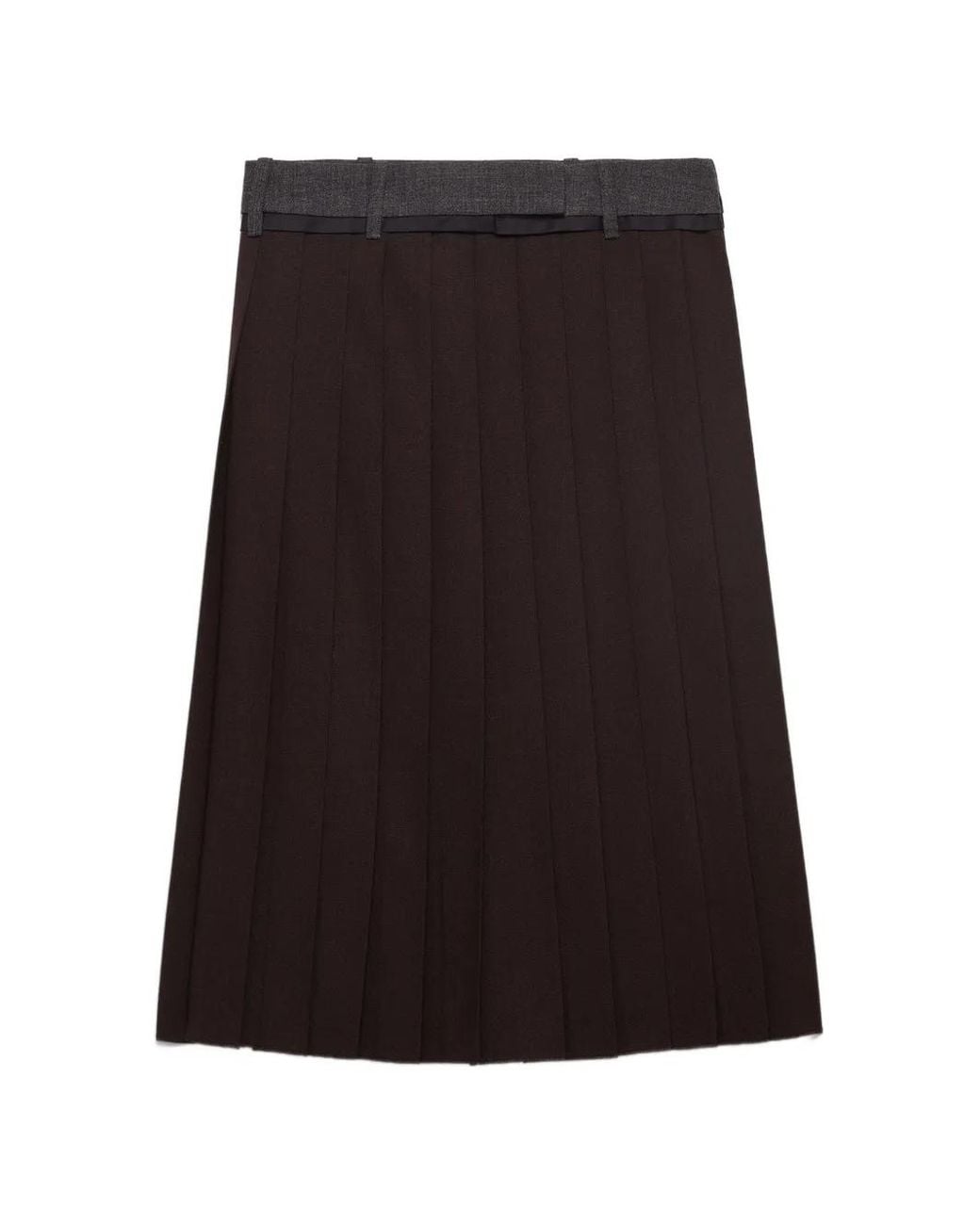 Prada Black Pleated Rush Stitch Midi Skirt