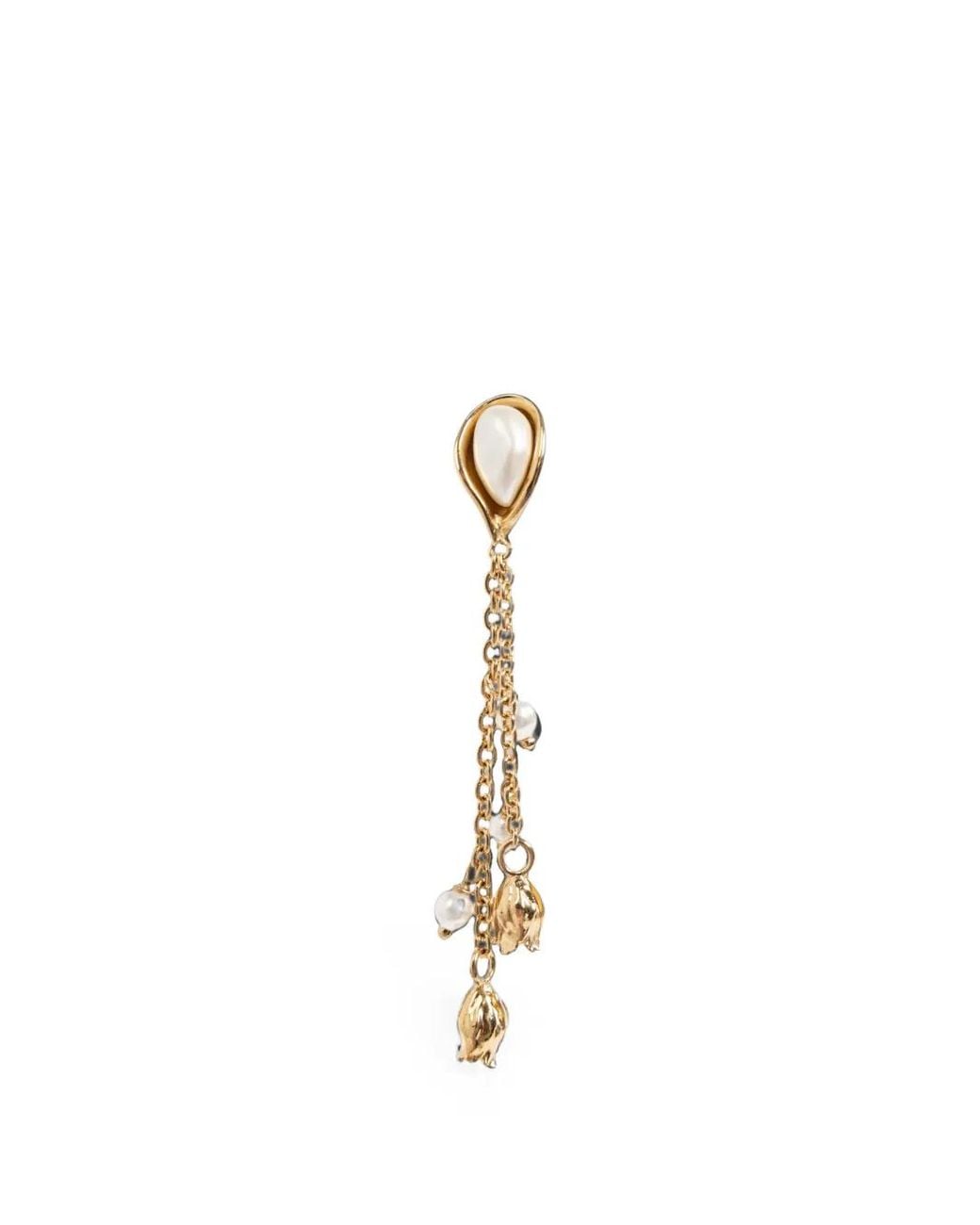 Chloé Metallic Boucles D'Oreilles Pendantes Serties De Perles