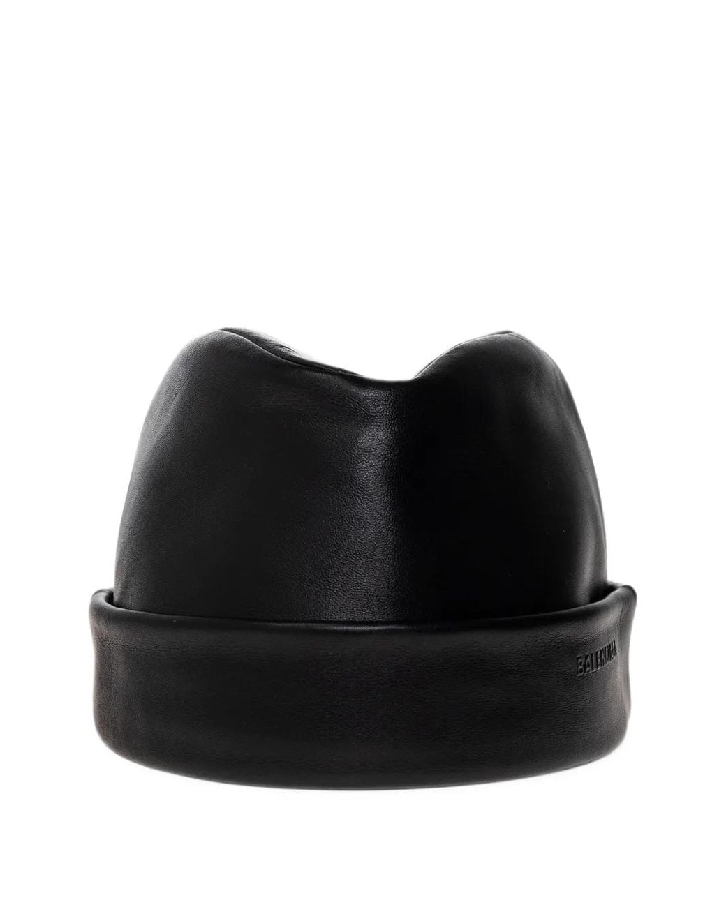 Balenciaga Black Leather Beanie for men