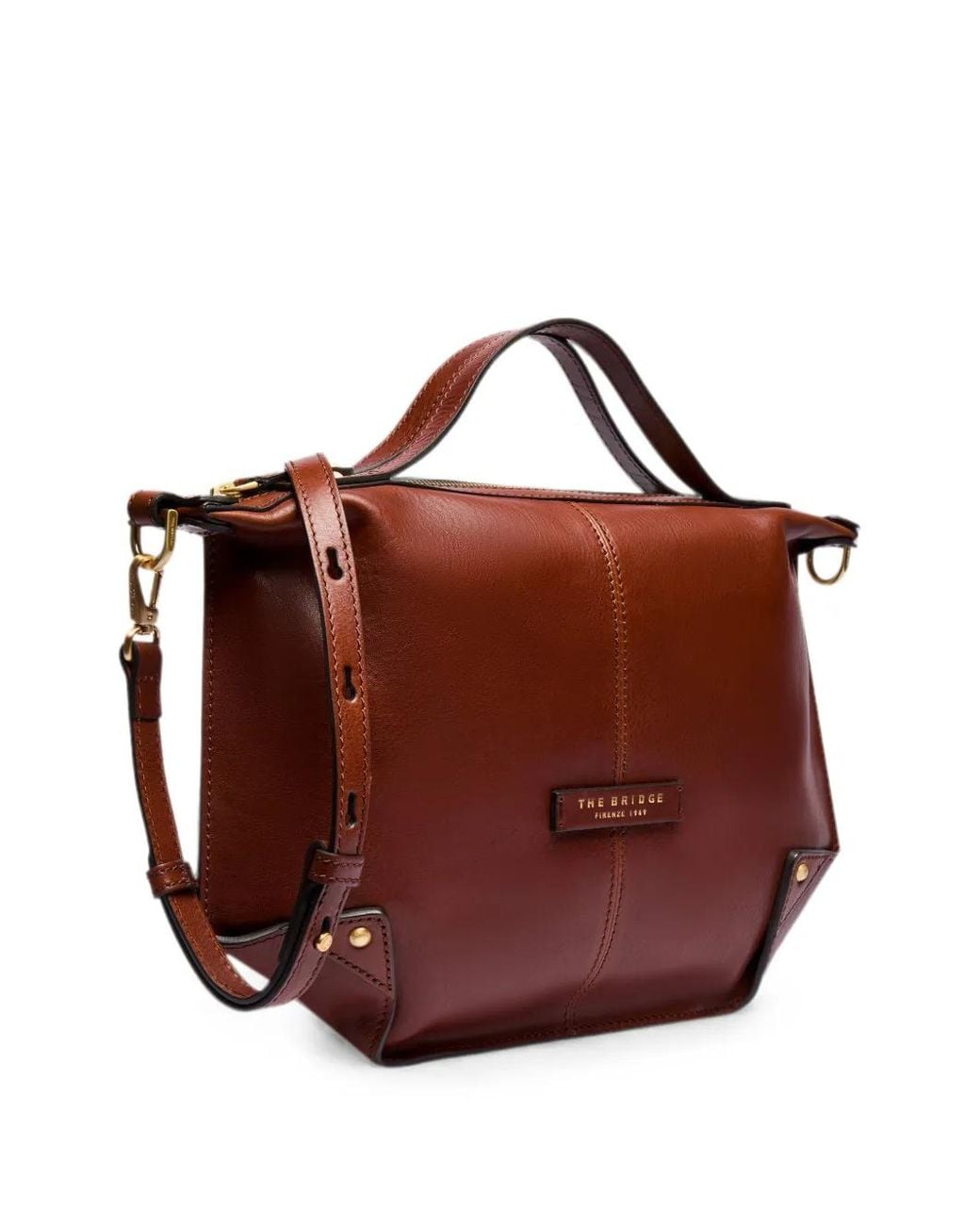 The Bridge Brown Leather Zip-Top Cross Body Bag