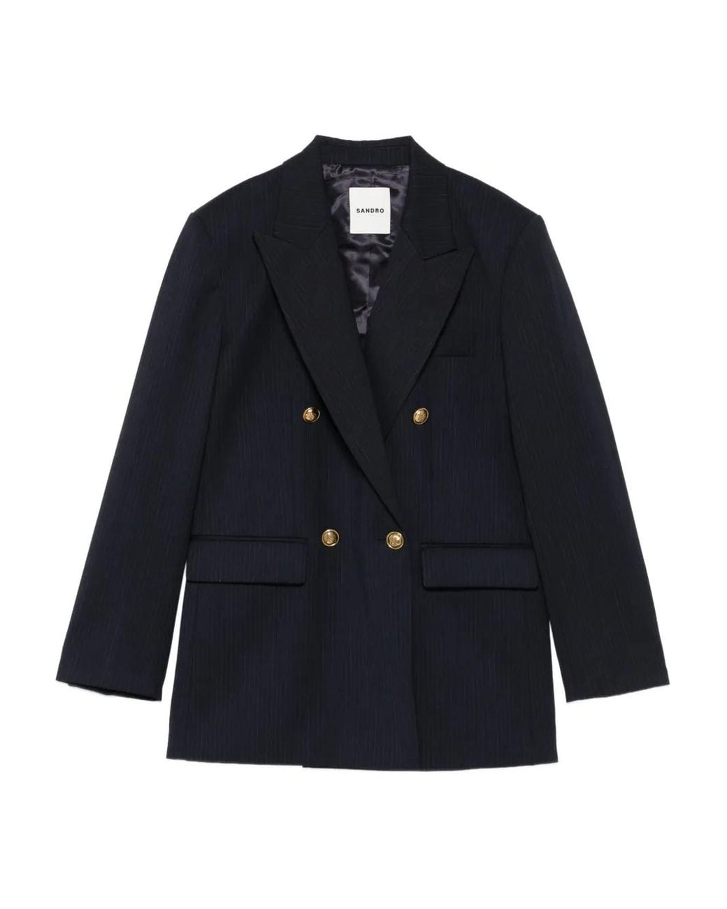 Sandro Blue Pinstripe Double-Breasted Blazer