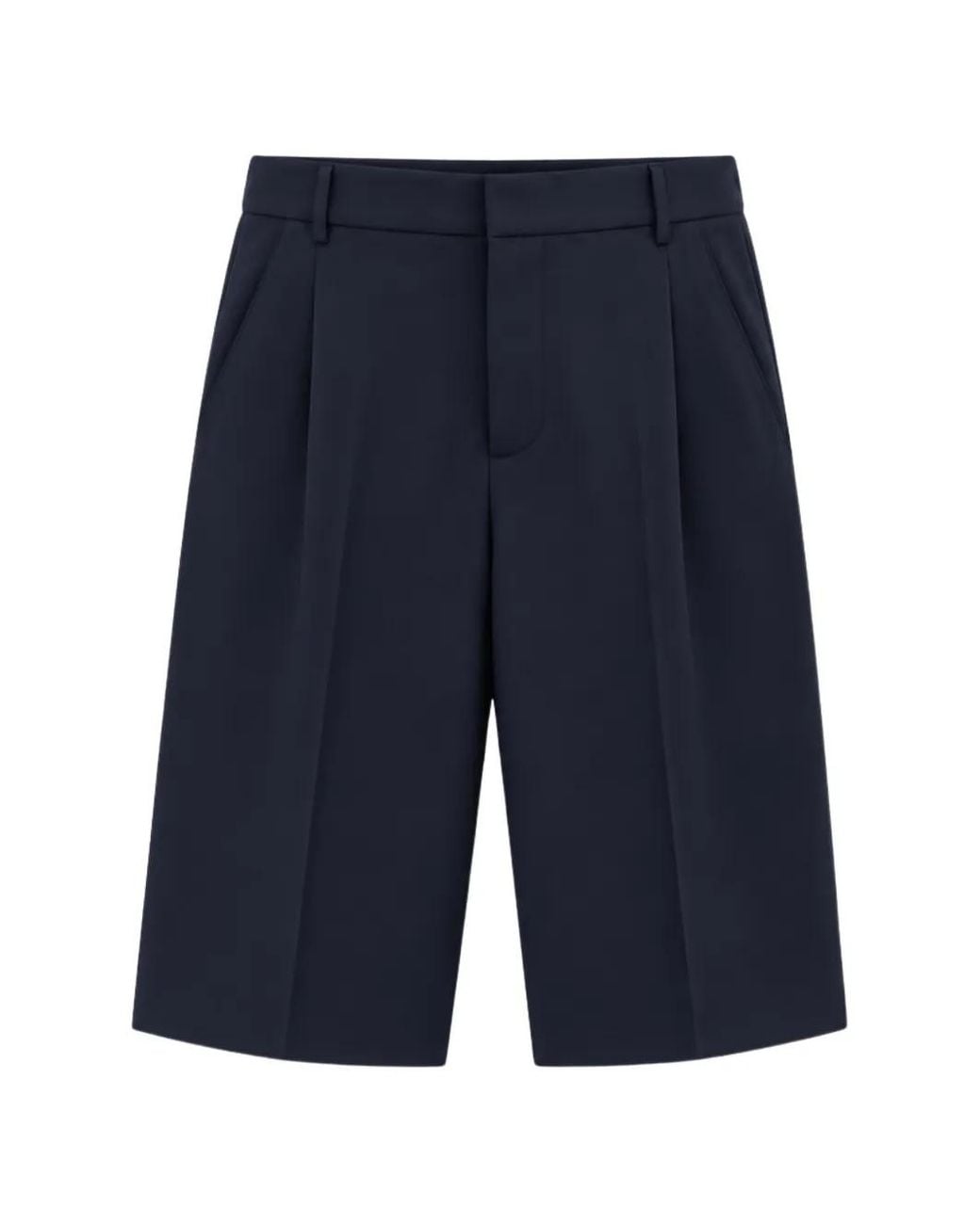 Liviana Conti Blue Pleated Knee-Length Shorts
