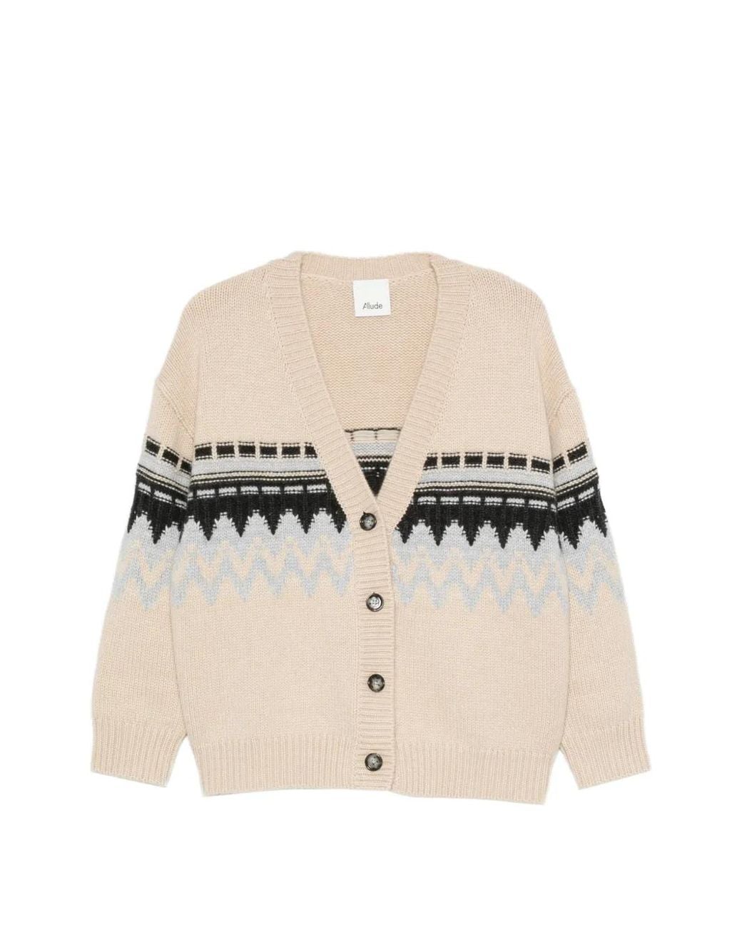 Allude Natural V-Neck Cashmere Cardigan