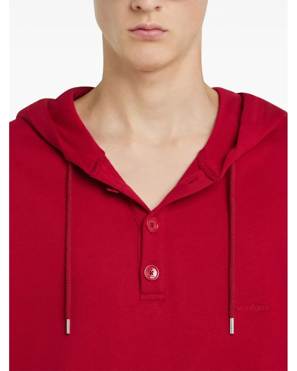 Courreges Red Buttoned Hoodie