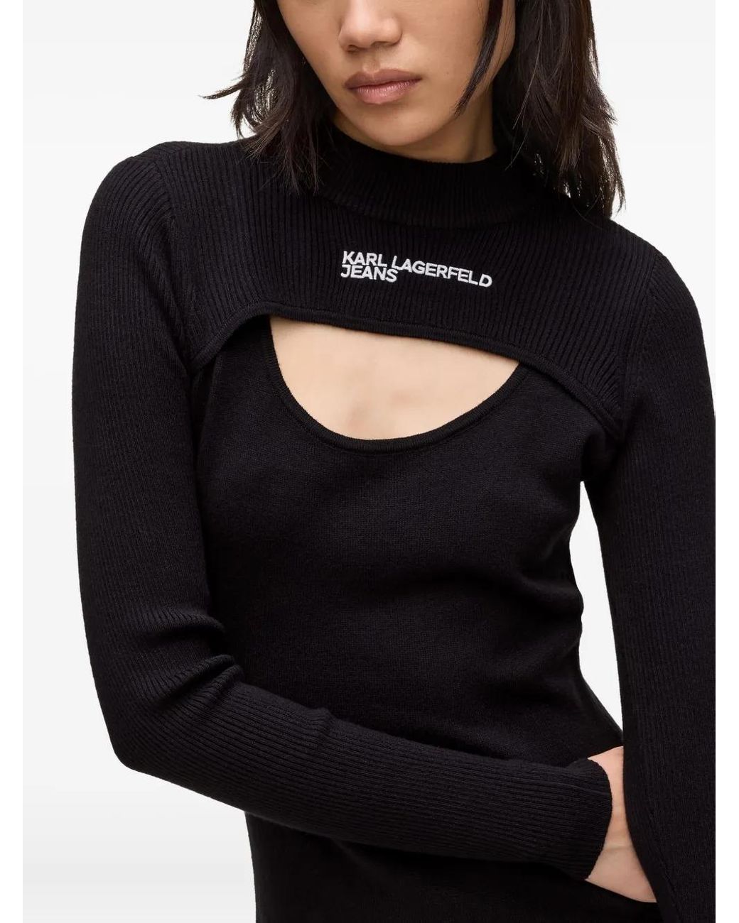 Karl Lagerfeld Black Minimalist Dress With Classic Cut