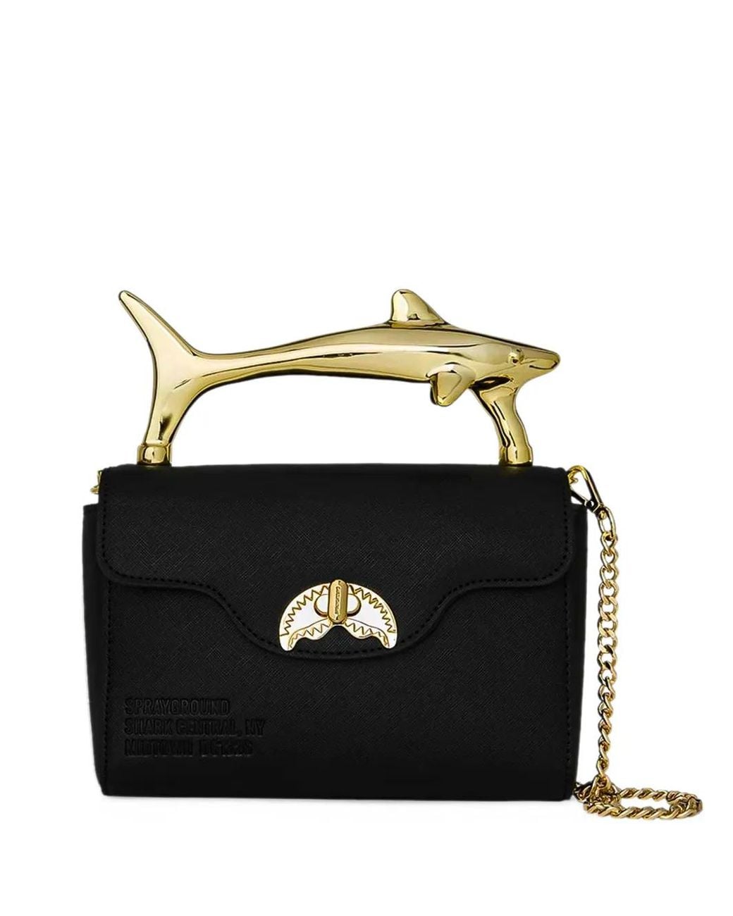 Sprayground Black Golden Fang Shark Tote Bag