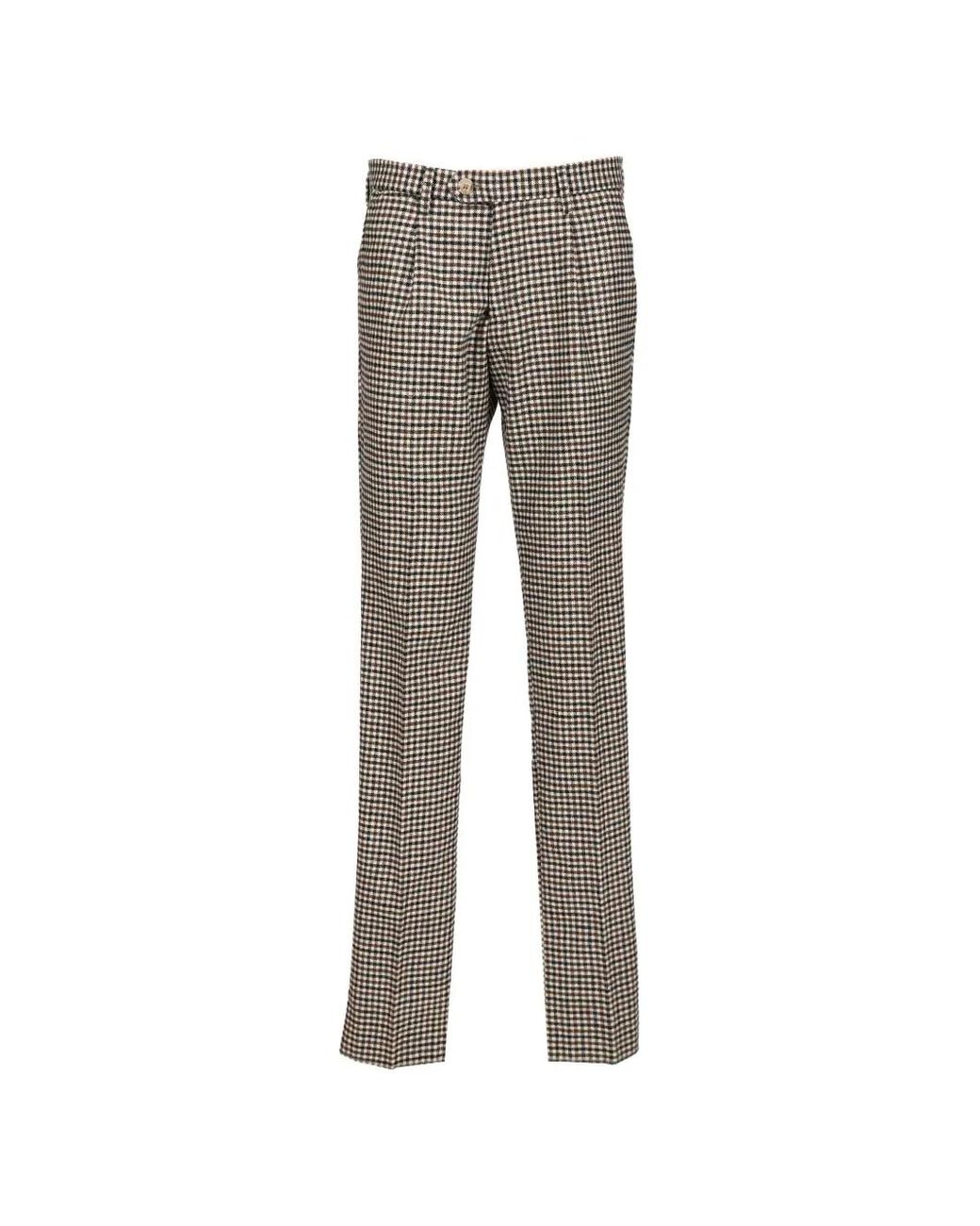 Al Duca D'aosta Gray Check-Pattern Pleated Trousers for men