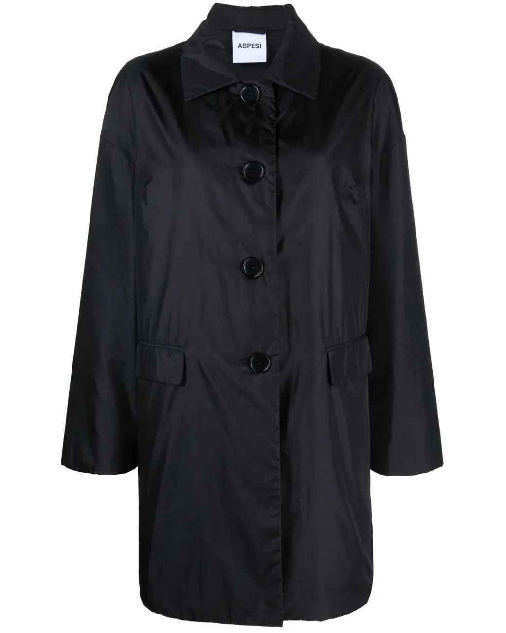 Aspesi Black Padded Parka Coat