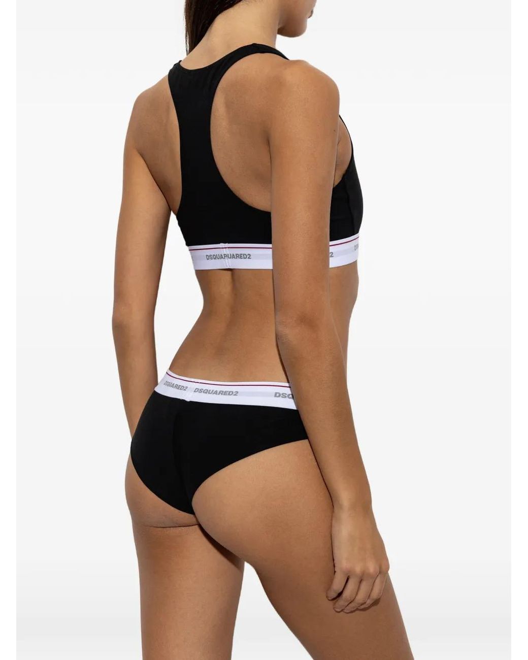 DSquared² Black Logo-Band Racerback Bra