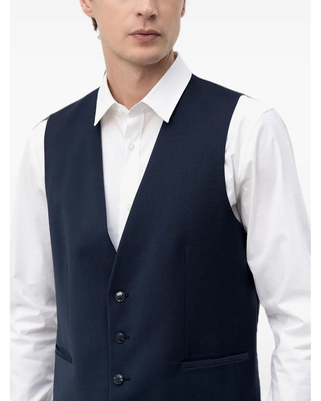 HUGO Blue Button-Fastening Waistcoat for men