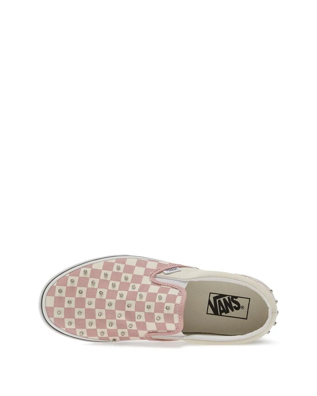 Vans White Baskets À Enfiler Cloutées À Motif Damier