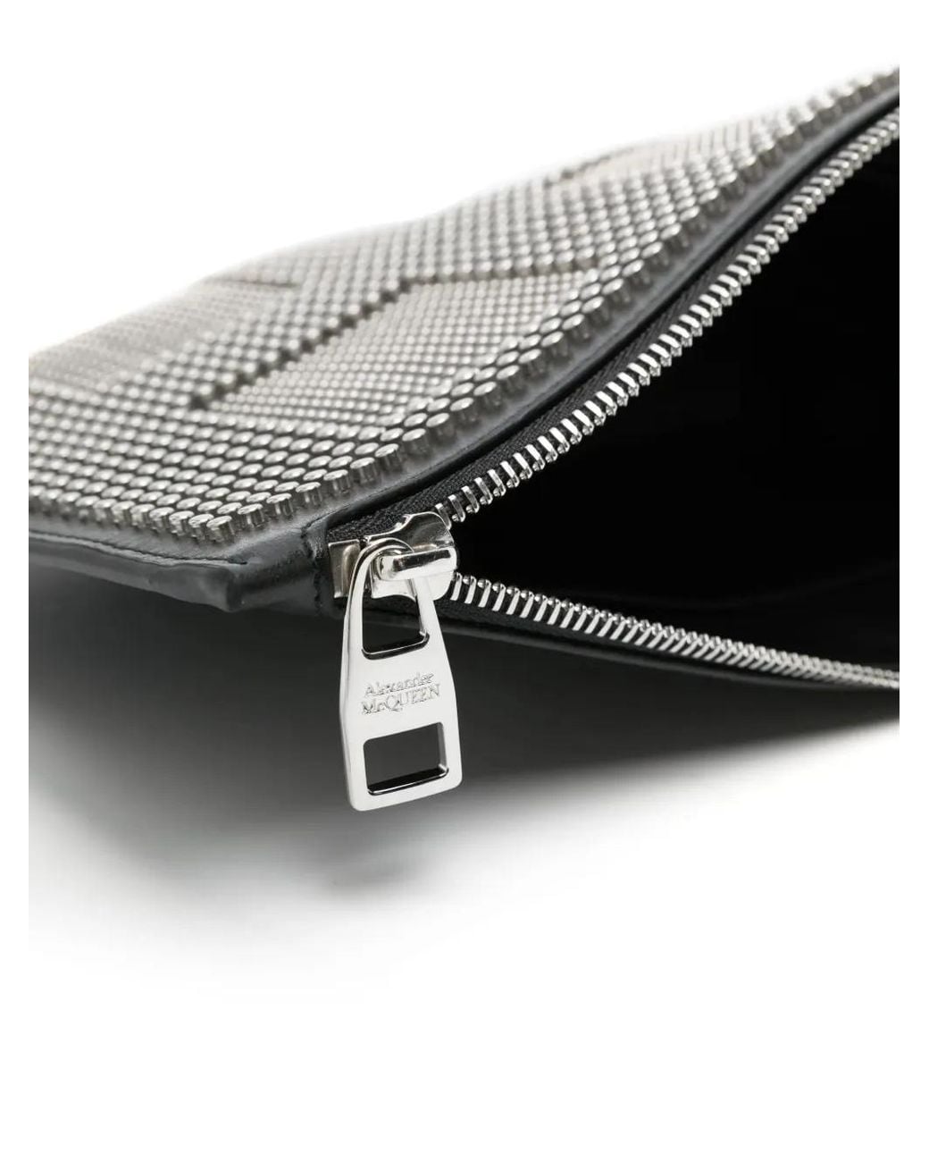 McQueen Black Studed Leather Clutch Bag for men