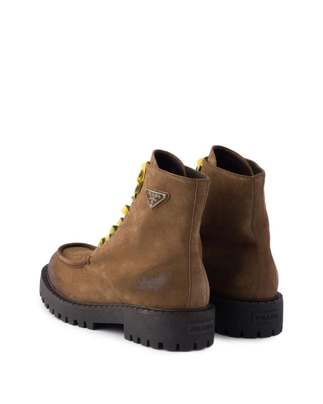 Prada Brown Aged Suede Lace-Up Ankle Boots for men
