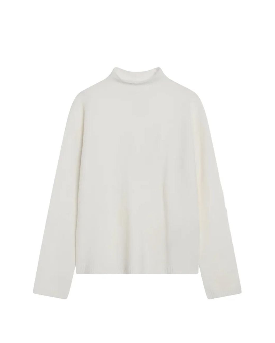 Max Mara White High-Neck Ribbed-Trim Sweater