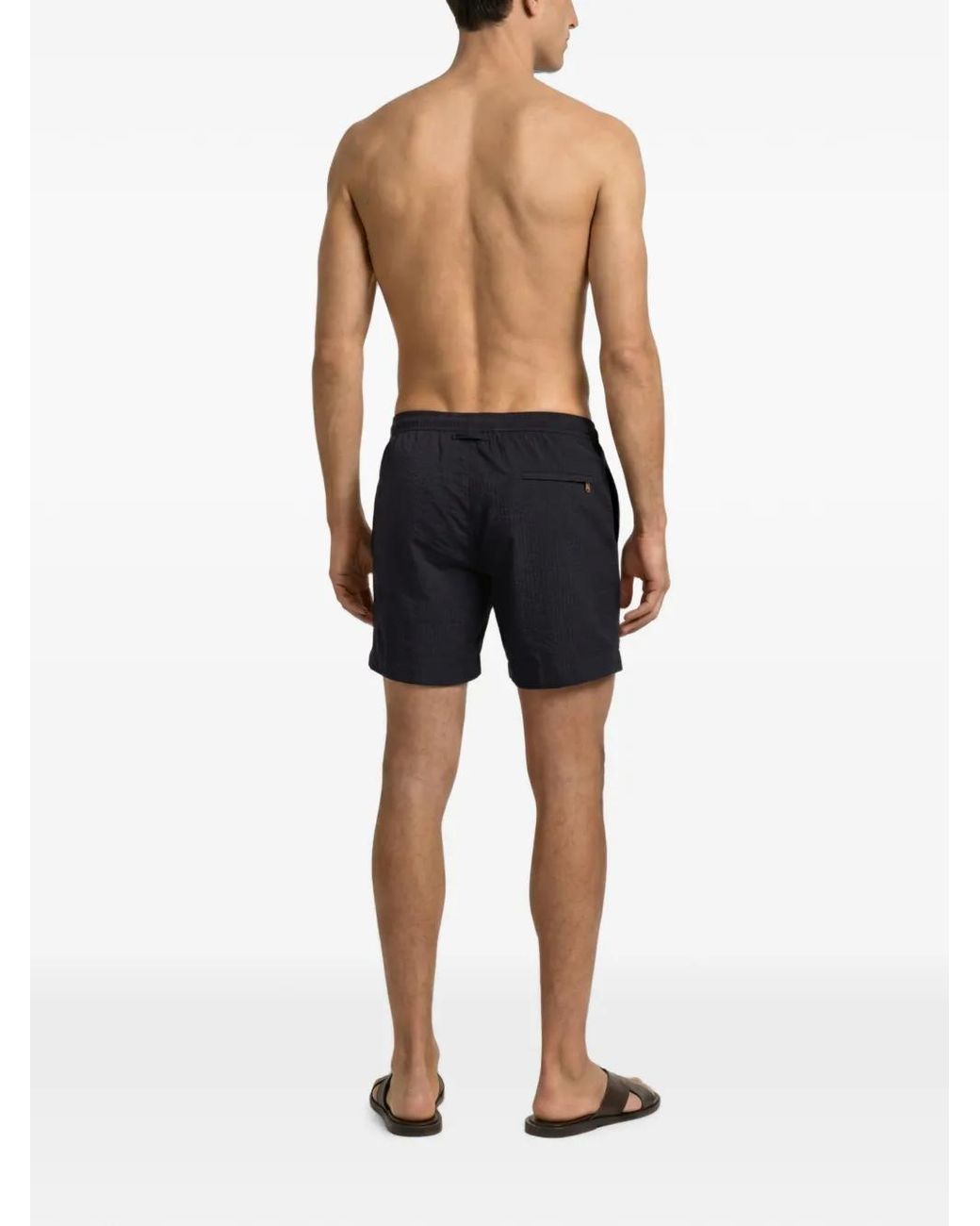 Orlebar Brown Blue Short De Bain Bulldog En Seersucker for men