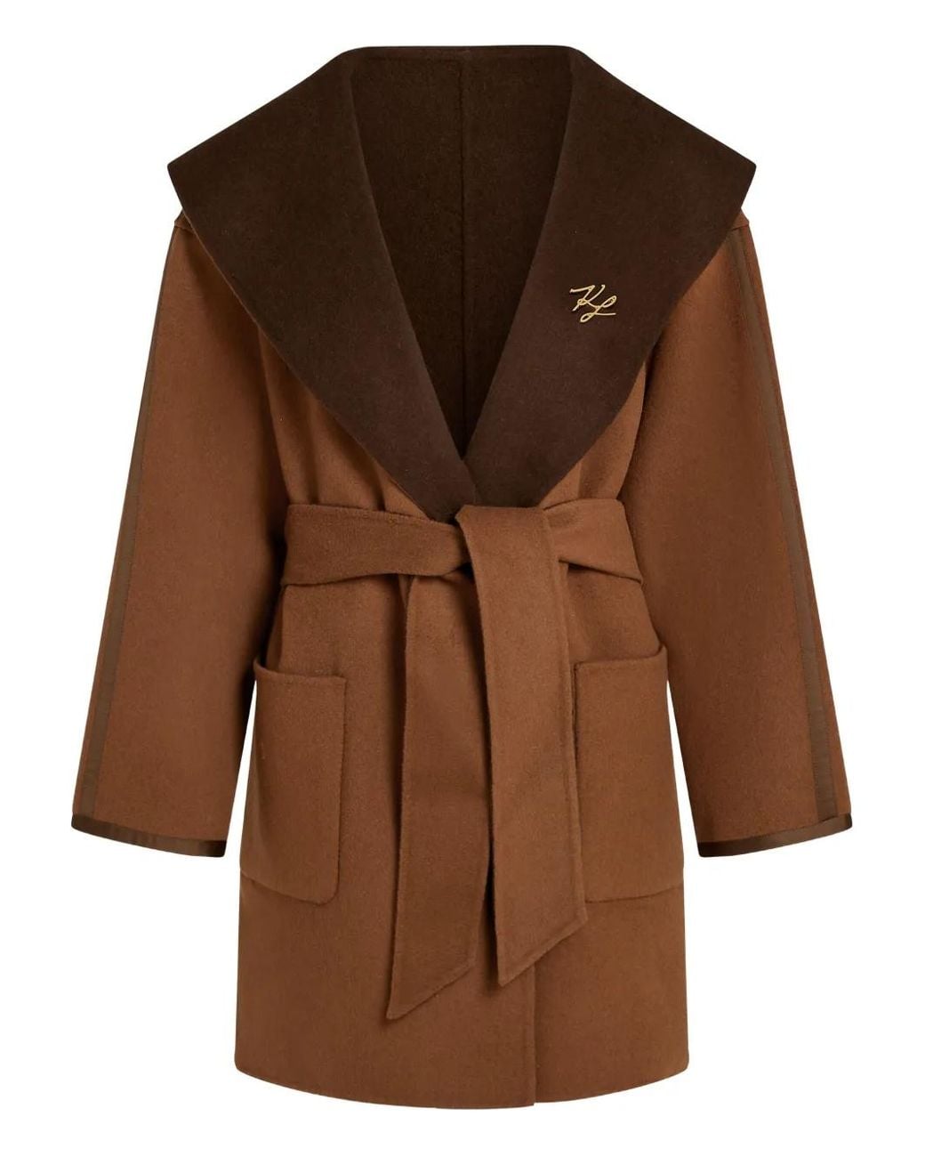 Karl Lagerfeld Brown Belted Coats