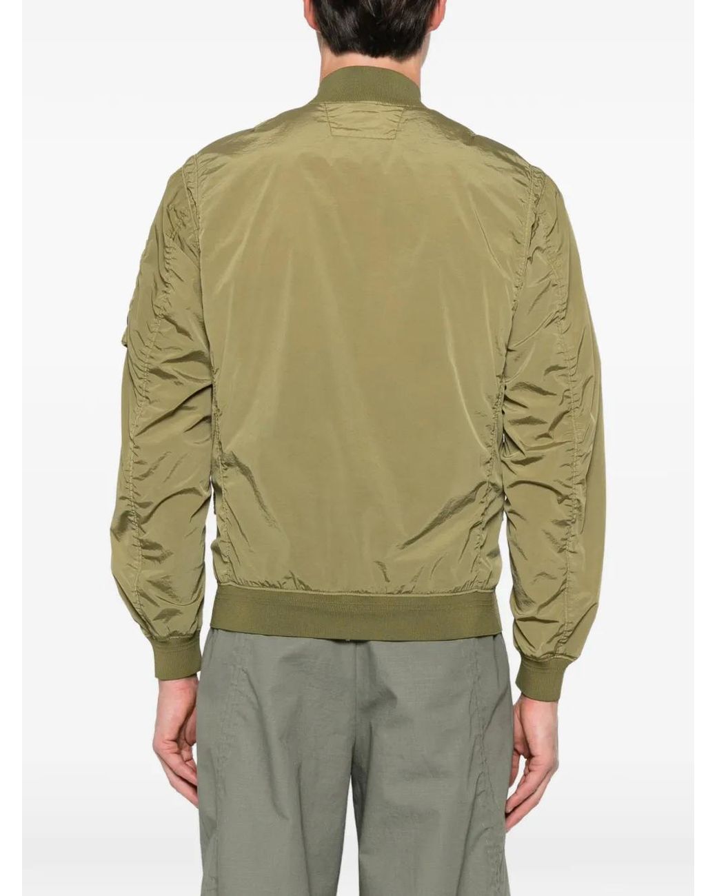 C P Company Green Nycra-R Lens Bomber Jacket for men