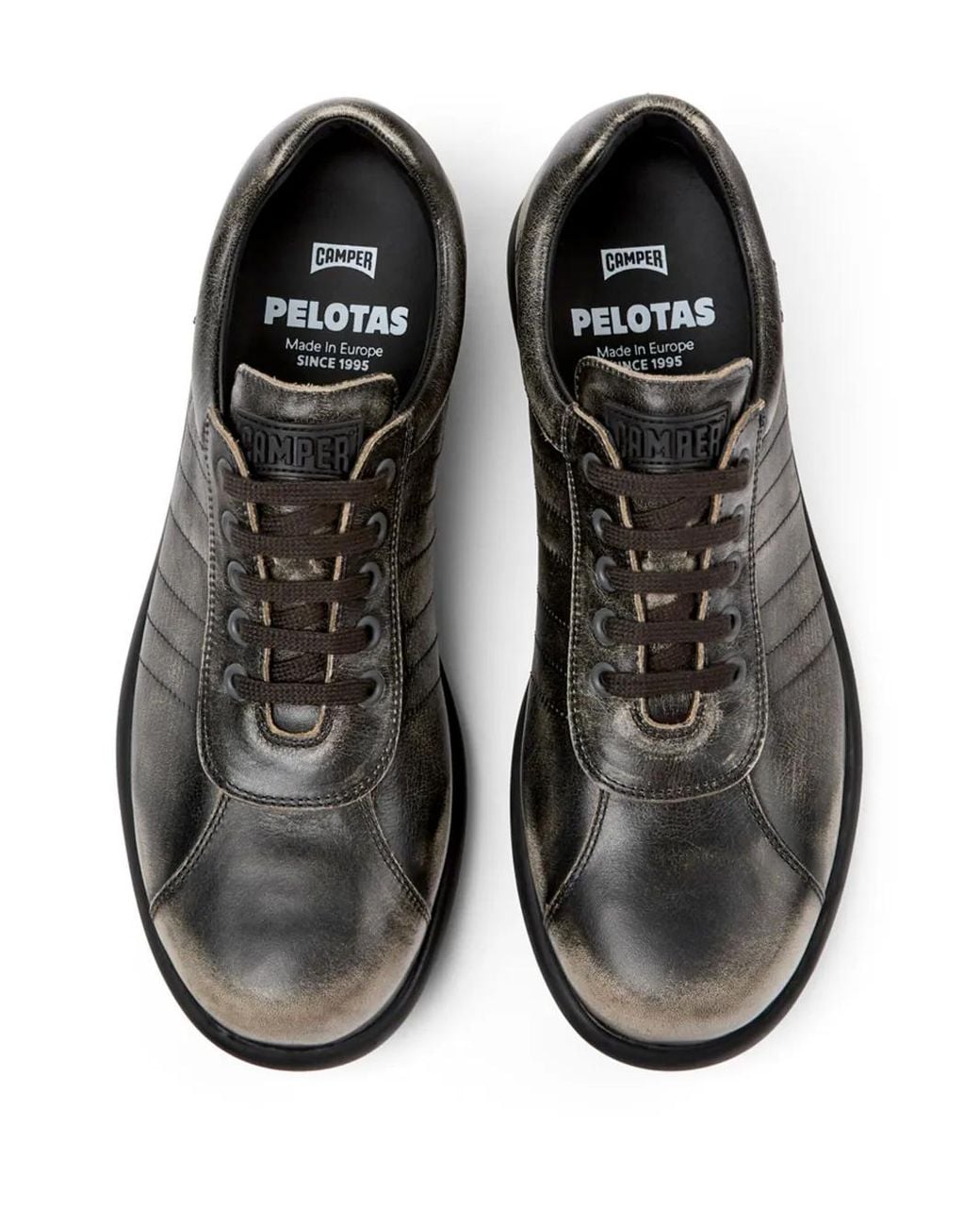 Camper Black Pelotas Ariel Distressed Leather Sneakers for men