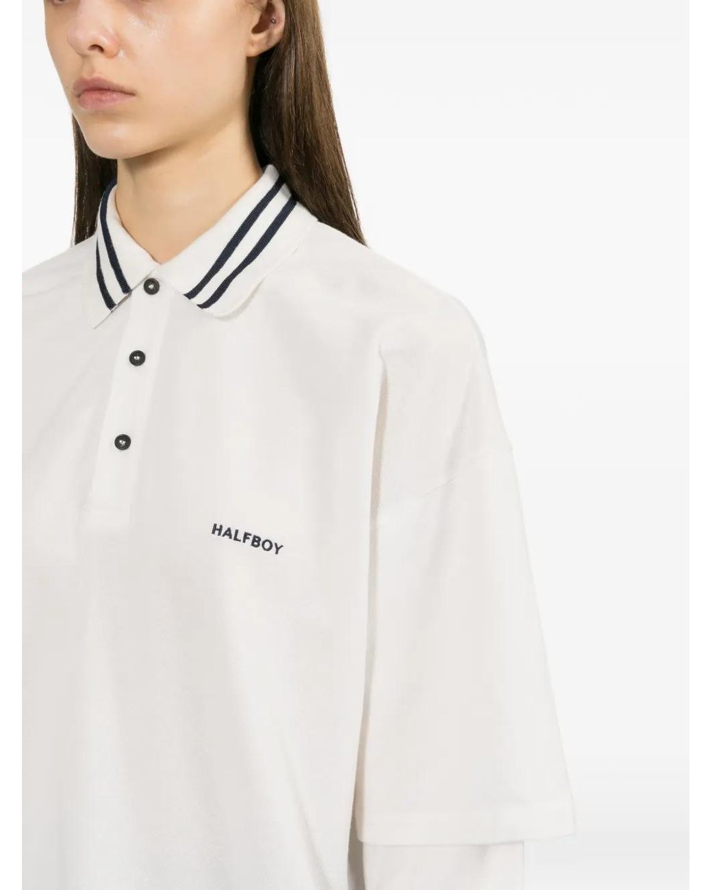 Halfboy White Double Sleeves Polo Shirt