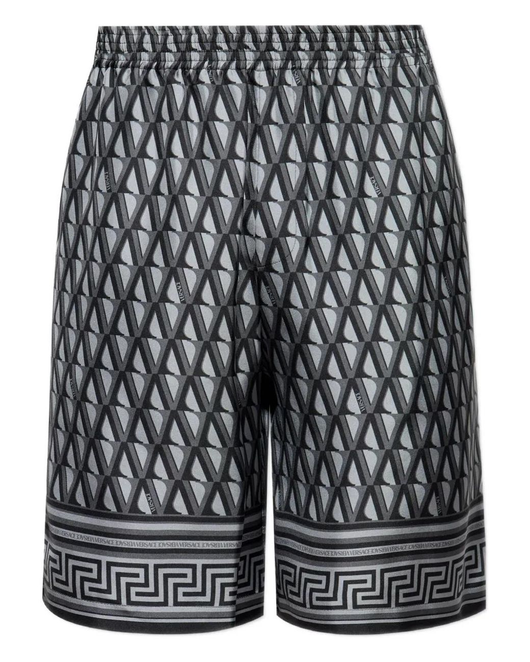 Versace Black Short À Bordure Greca for men