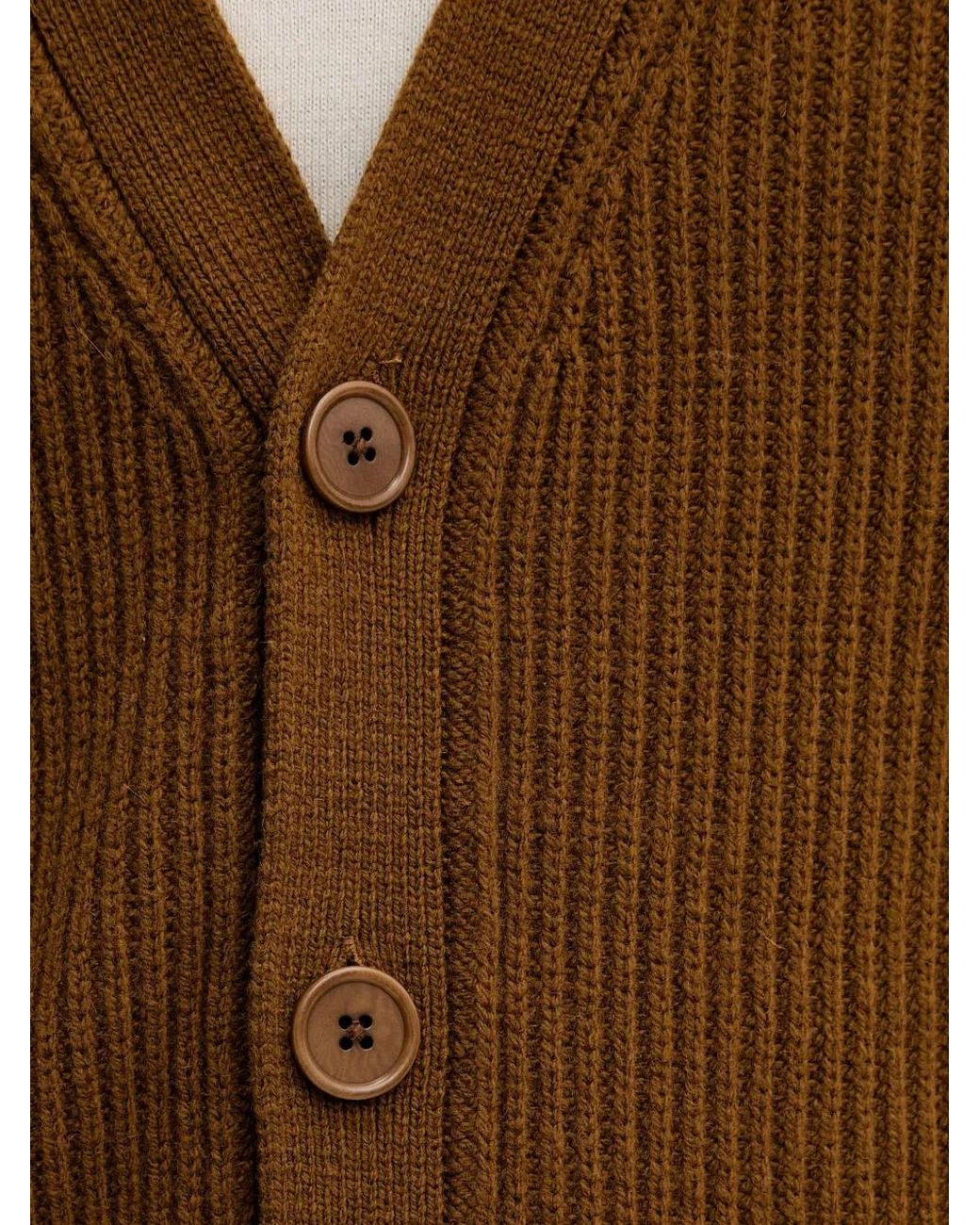 Filippa K Brown Button V-Neck Cardigan for men