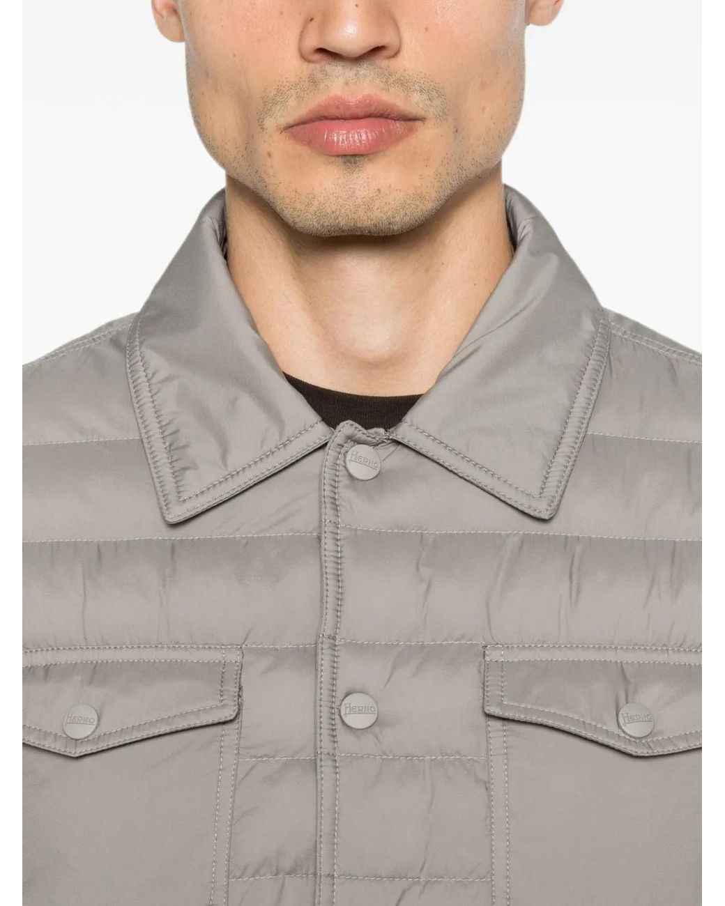 Chaqueta Con Bolsillo Con Botón Herno de hombre de color Gray