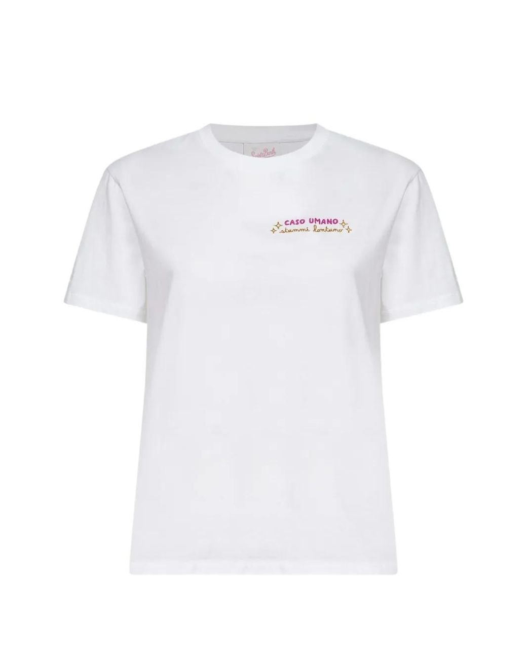 Mc2 Saint Barth White Embroidered Cotton T-Shirt