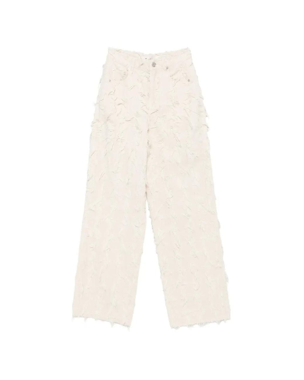Séfr White Loose Cut Distressed-Finish Jeans