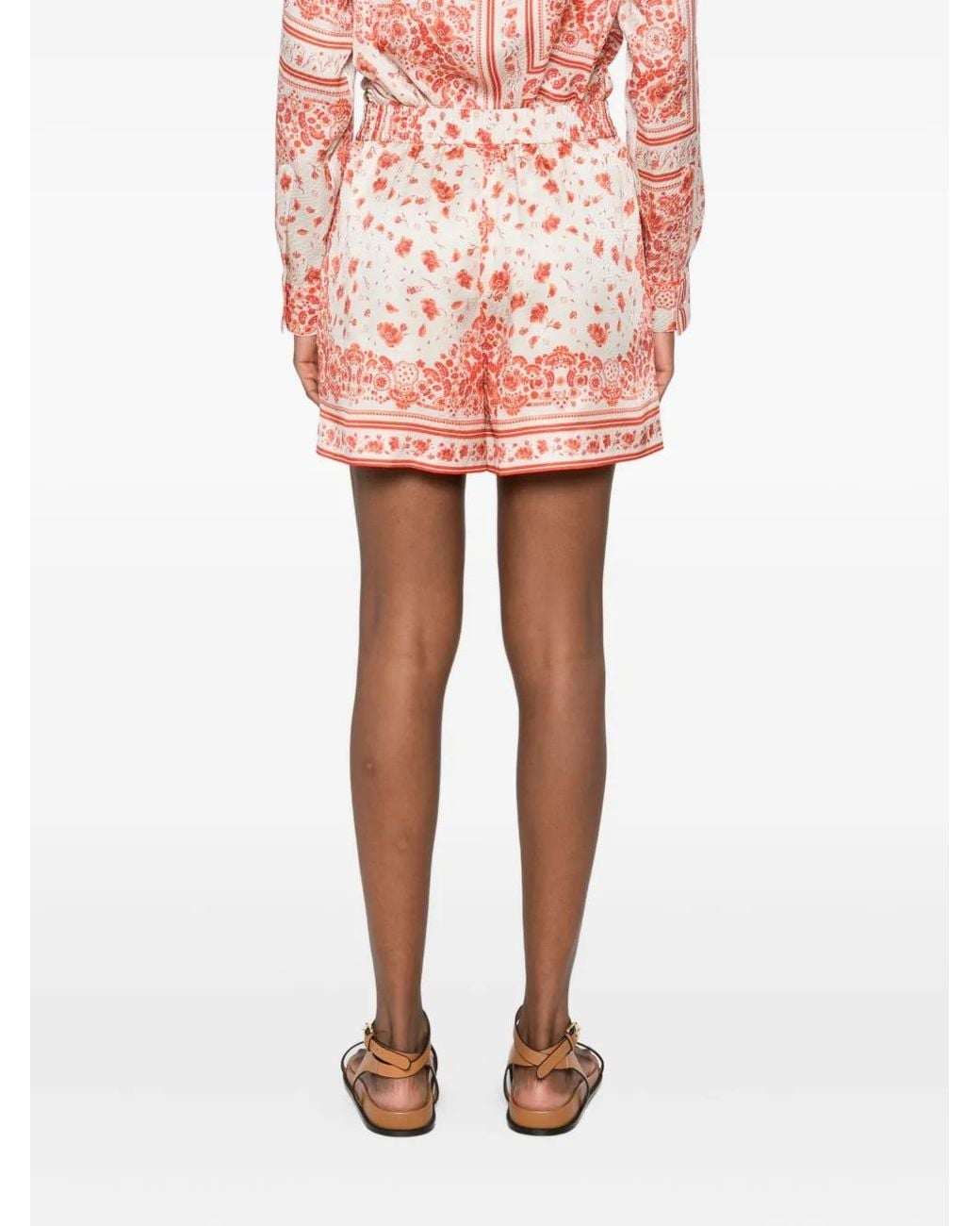 Fendi Pink Floral-Print Silk Shorts