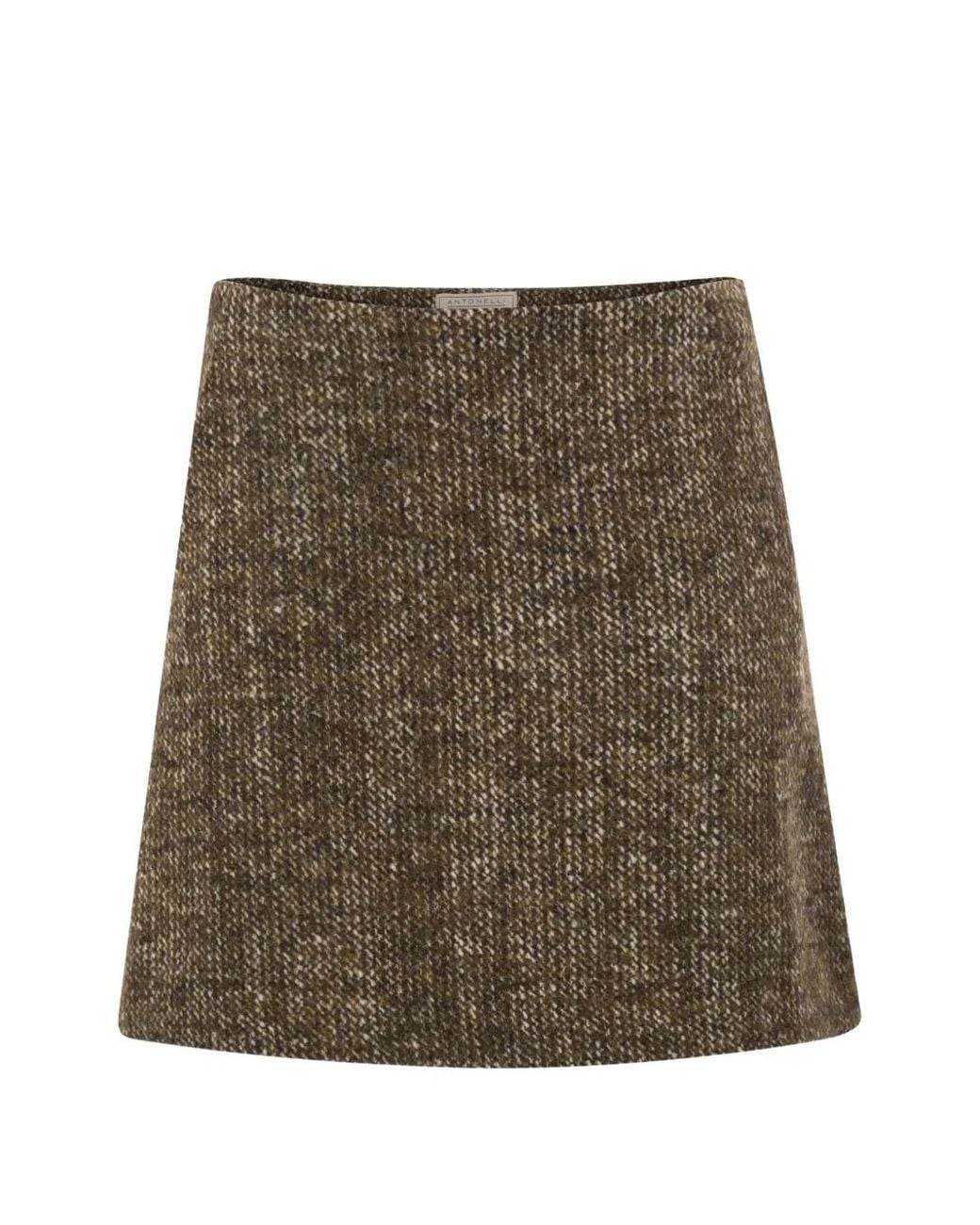 Antonelli Brown Mélange-Effect A-Line Mini Skirt