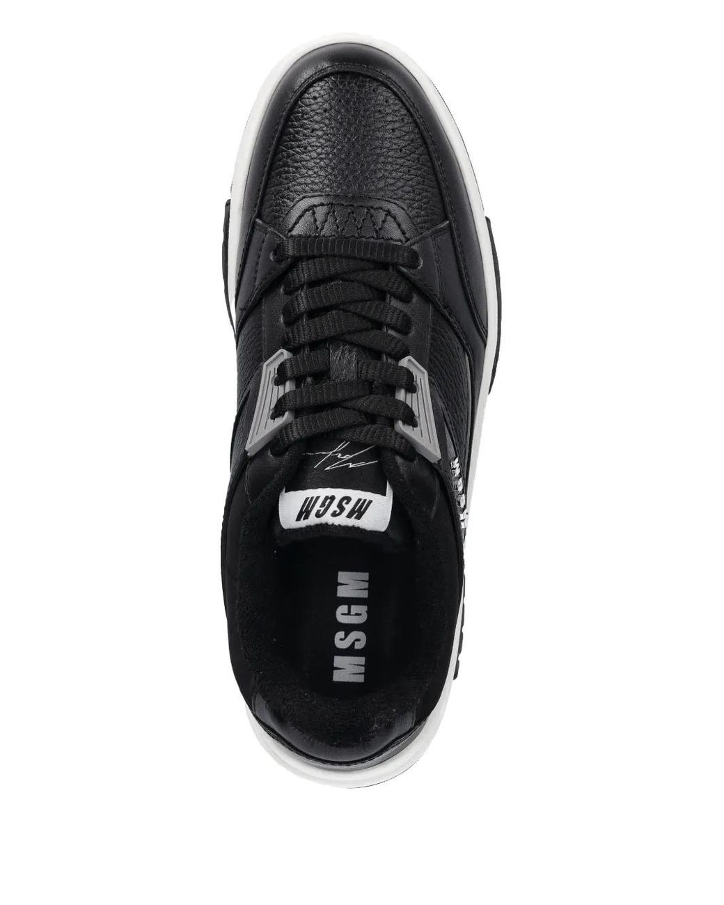 MSGM Black Panelled Leather Sneakers for men