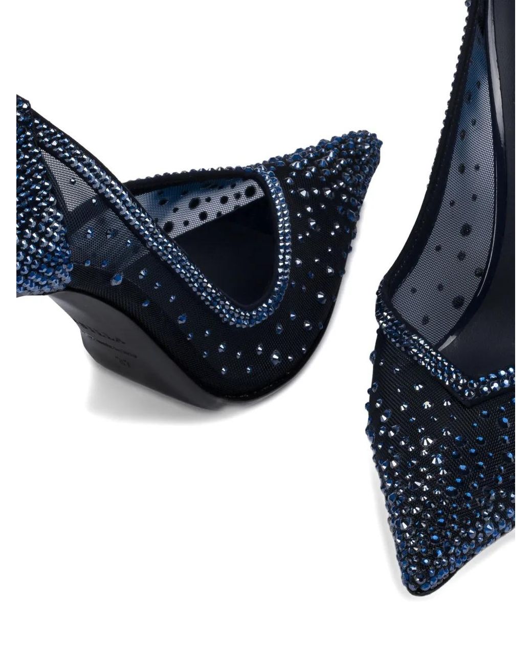 Le Silla Blue 100Mm Nicole Crystal-Embellished Mesh Pumps
