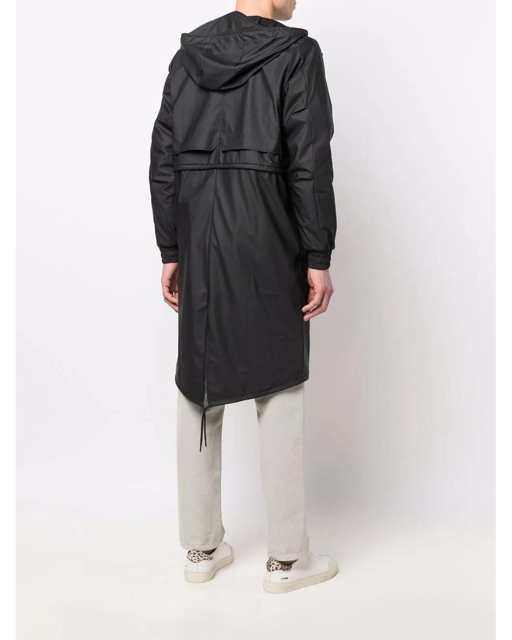 Rains Black Drawstring Hooded Raincoat