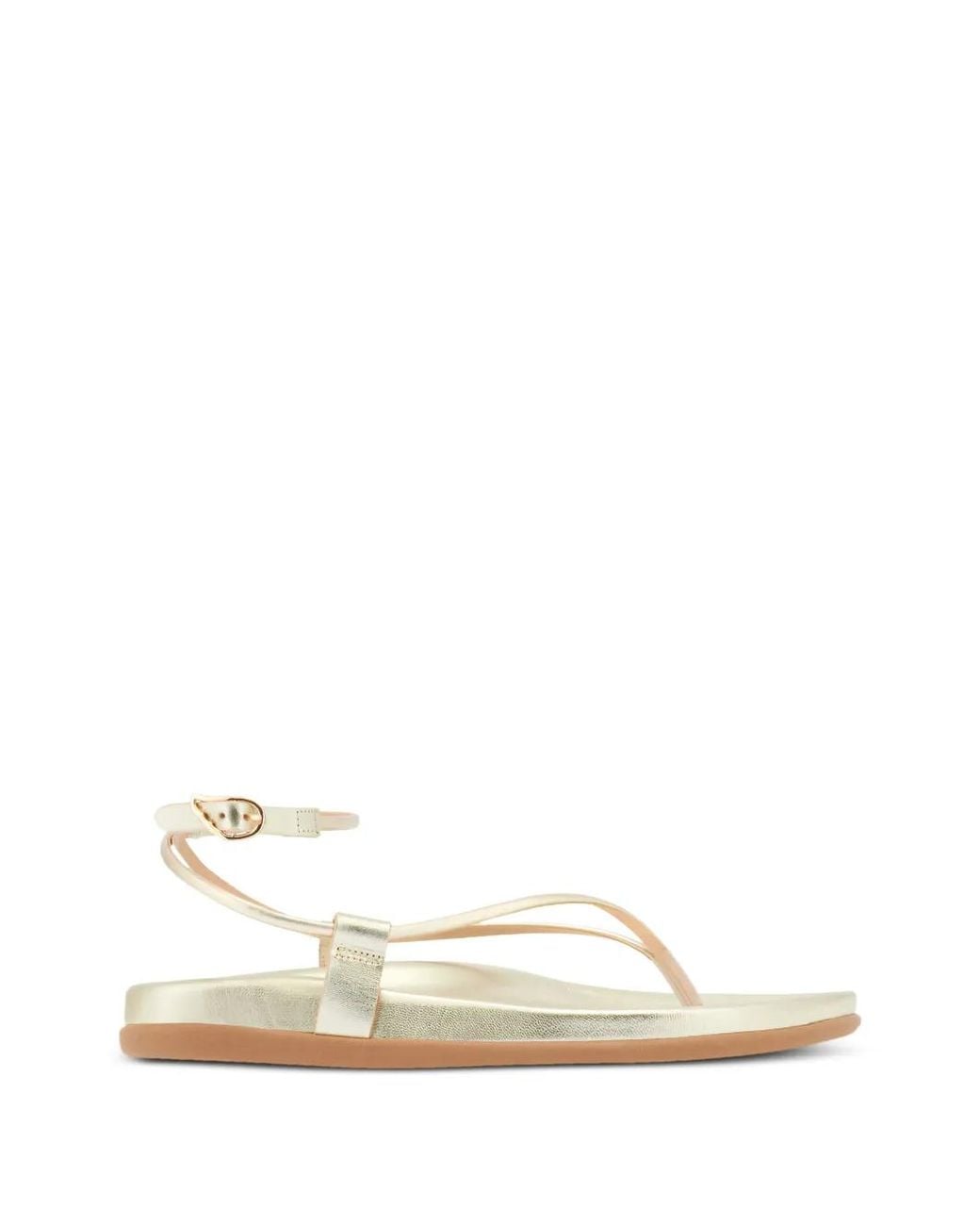 Ancient Greek Sandals White Polistra Buckle-Strap Sandals