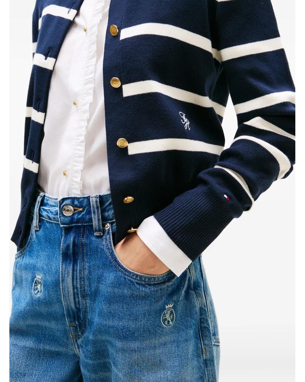 Tommy Hilfiger Blue Striped Button-Up Cardigan