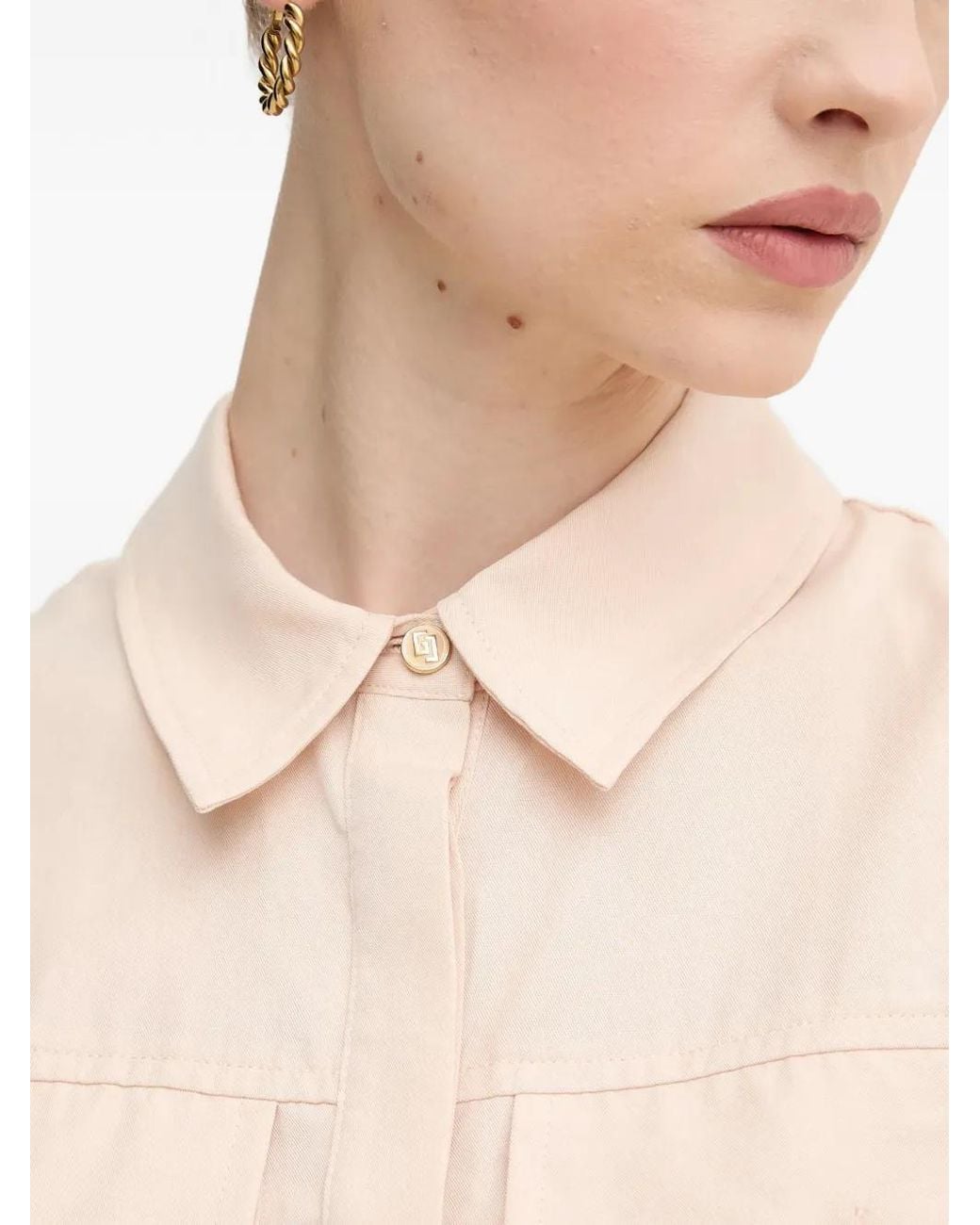 GAUDI Natural Polo-Collar Chest-Pocket Shirt