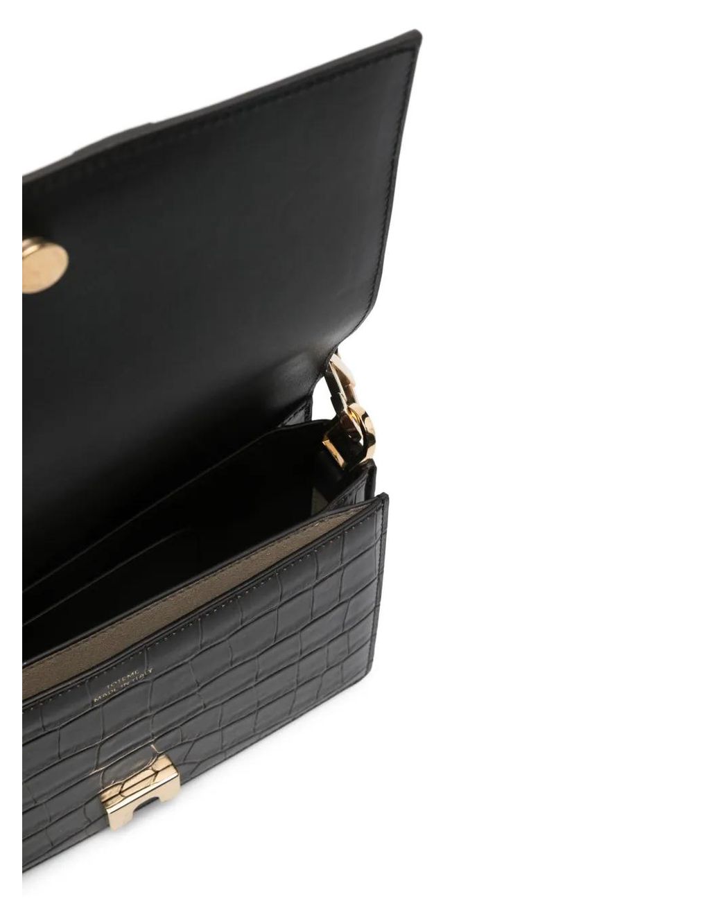 Totême  Black Mini T-Flap Croco-Embossed Bag